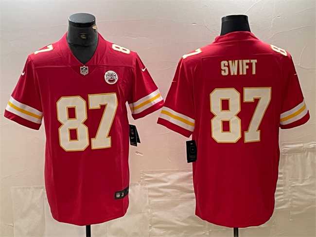 Mens Kansas City Chiefs #87 Taylor Swift Red Vapor Untouchable Limited Jersey